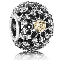 PANDORA Silver Clear Gold Cubic Zirconia Open Floral Bead 791370CCZ