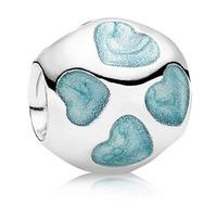 PANDORA Silver Blue Enamel Hearts Bead 790543EN18