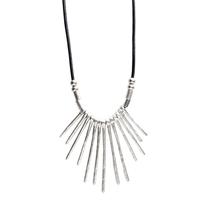 Pasha Silver Plated Multi Bar Black Cord Necklace B1391EVIE