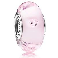 PANDORA Silver Pink Cubic Zirconia Pink Murano Glass Charm 791632PCZ