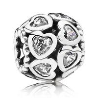 PANDORA Silver Cubic Zirconia Openwork Heart Charm 791250CZ