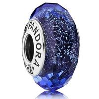 PANDORA Silver Iridescent Blue Faceted Glass Charm 791646