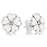 PANDORA Silver White Enamel Cubic Zirconia Primrose Stud Earrings 290569EN12