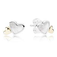 PANDORA Silver 14ct Gold Luminous Hearts Earrings 290697MOP