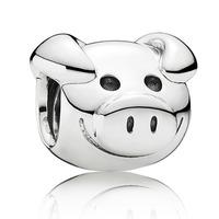 PANDORA Silver Playful Pig Charm 791746