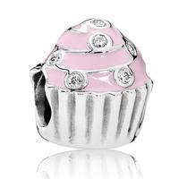 PANDORA Silver Pink Enamel Cubic Zirconia Sweet Cupcake Charm 791891EN68