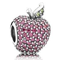 PANDORA Silver Red and Green Cubic Zirconia Apple Charm 791485CFR