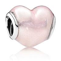 PANDORA Silver Pink Enamel Glittering Heart Charm 791886EN113