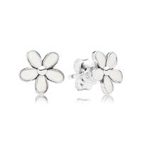 PANDORA Silver White Enamel Flower Stud Earrings 290538EN12