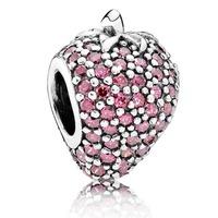PANDORA Oriental Bloom Red Pave Strawberry Sterling Silver Charm 791899CZR