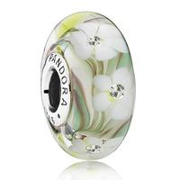 PANDORA Silver Cubic Zirconia Multi Coloured Floral Murano Glass Charm 791638CZ