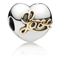 PANDORA Silver 14ct Heart of Love Charm 791735