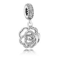 pandora silver cubic zirconia shimmering rose openwork dropper charm 7 ...