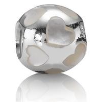 PANDORA Silver White Mother of Pearl Hearts Bead 790398MPW