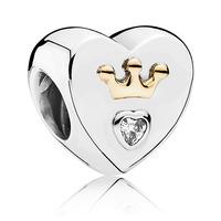 PANDORA Silver 14ct Cubic Zirconia Majestic Heart Charm 791739CZ