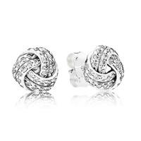 PANDORA Silver Sparkling Love Knots Stud Earrings 290696CZ