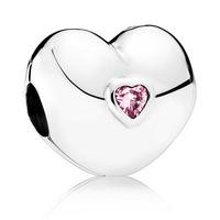 PANDORA Pink Shiny Heart Clip 791981PCZ