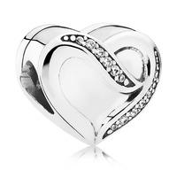 PANDORA Silver Ribbon Of Love Cubic Zirconia Charm 791816CZ