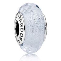 PANDORA Oceanic Frosty Mint Glitter Sterling Silver Glass Charm 791656