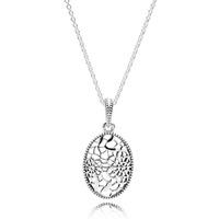 PANDORA Silver Cubic Zirconia Floral Daisy Lace Pendant 390383-60