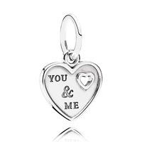 PANDORA Silver \'You and Me\' Heart Dropper Charm 791430