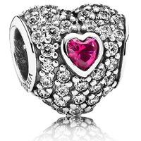 PANDORA Silver Clear Cubic Zirconia Pave Red Heart Bead 791168SRU