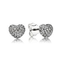 PANDORA Silver Cubic Zirconia Pave Heart Stud Earrings 290541CZ