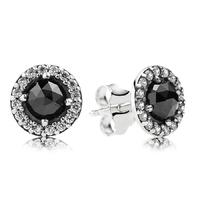 PANDORA Silver Sparkling Black Spinel Cubic Zirconia Stud Earrings 290548SPB
