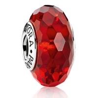 PANDORA Sterling Silver Red Faceted Murano Glass Bead 791066
