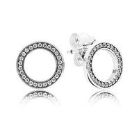 PANDORA Silver Cubic Zirconia Circle Earrings 290585CZ