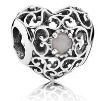 PANDORA Silver June Birthstone Signature Heart Charm 791784MSG