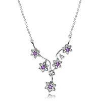 PANDORA Silver Cubic Zirconia Forget Me Not Necklace 590519ACZ-45