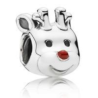 PANDORA Silver Red Nosed Reindeer Charm 791781EN39