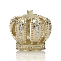 PANDORA 14ct Gold and Diamond Crown Bead 750453D