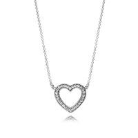 pandora cubic zirconia open heart logo necklet 590534cz 45