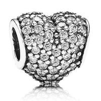PANDORA Silver Clear Cubic Zirconia Pave Heart Charm 791052CZ