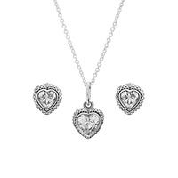 PANDORA Silver Sparkling Love Heart Jewellery Set CS008