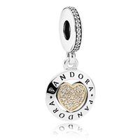 PANDORA Silver 14ct Gold Signature Heart Charm 792082CZ