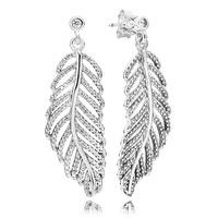 PANDORA Silver Shimmering Feather Studs Earrings 290584CZ