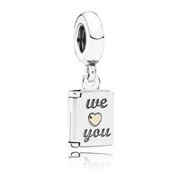 PANDORA Silver 14ct Gold Mothers Day Card Dropper Charm 791532