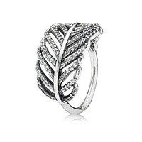 PANDORA Silver and Zirconia Feather Ring