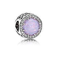 PANDORA Silver Opalescent Pink Radiant Hearts Charm