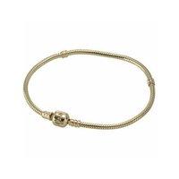 Pandora 14ct Gold Barrel Clasp Charm Necklace