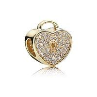 Padlock pave gold charm with cubic zirconia