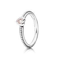 PANDORA Silver Delicate Heart Rose Pink Ring