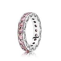 Pandora Silver and Pink Cubic Zirconia Eternity Ring