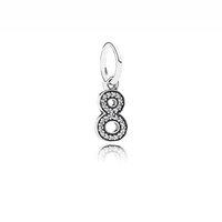 PANDORA Silver and Zirconia Number Eight Pendant Charm