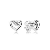 PANDORA Silver Ribbon Of Love Stud Earrings
