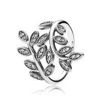 PANDORA Silver and Zirconia Shimmering Leaves Ring