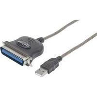 Parallel, USB 1.1 Cable [1x Centronics plug - 1x USB 1.1 connector A] 1.80 m Black-grey Manhattan